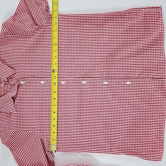 Foxcroft Women's Red White Plaid Gingham Cotton Blend Button Up Shirt Sz 10p - Picture 9 of 10